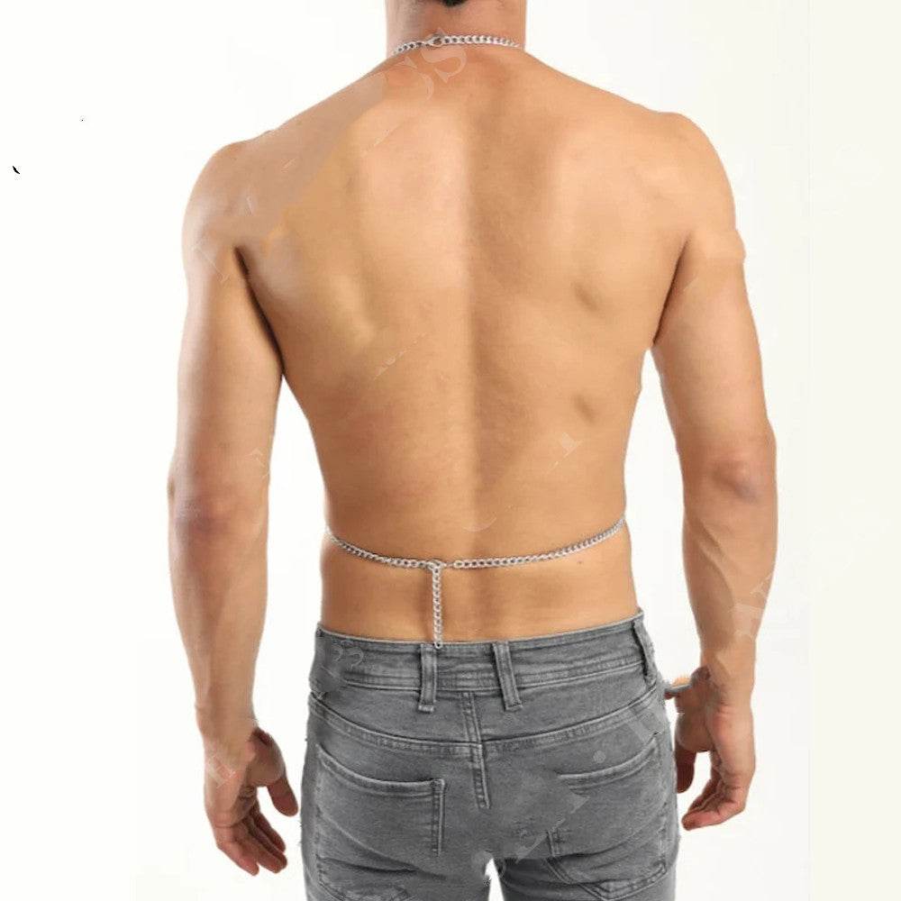 Mens Body Chains Festival Cosplay Jewelry Tops Chest Necklace - Mubimart
