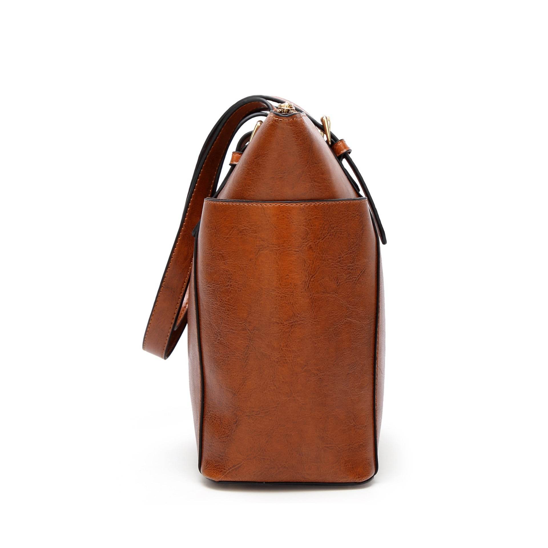 Oil Wax Leather Women Handbag Large Capacity Tote Bag - Mubimart