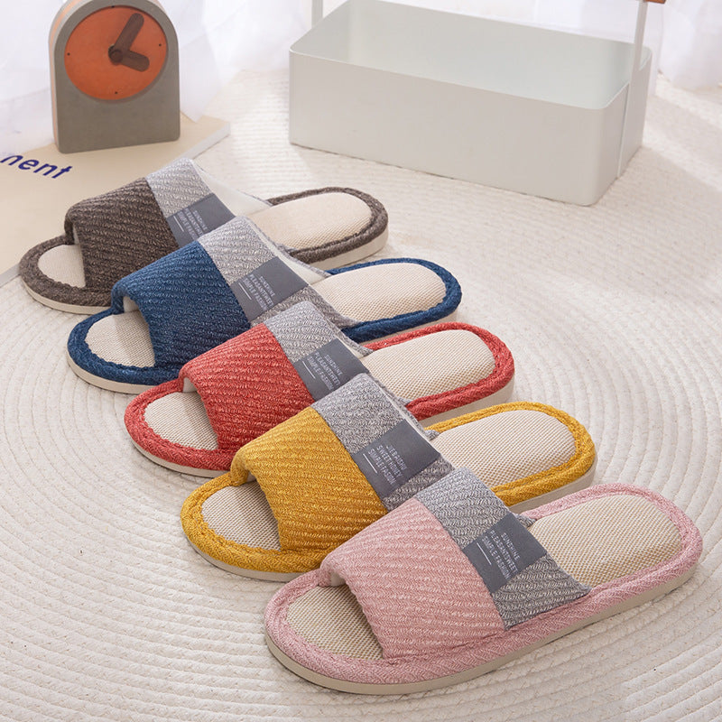 Linen Slippers House Shoes Women Bedroom Slippers - Mubimart -  