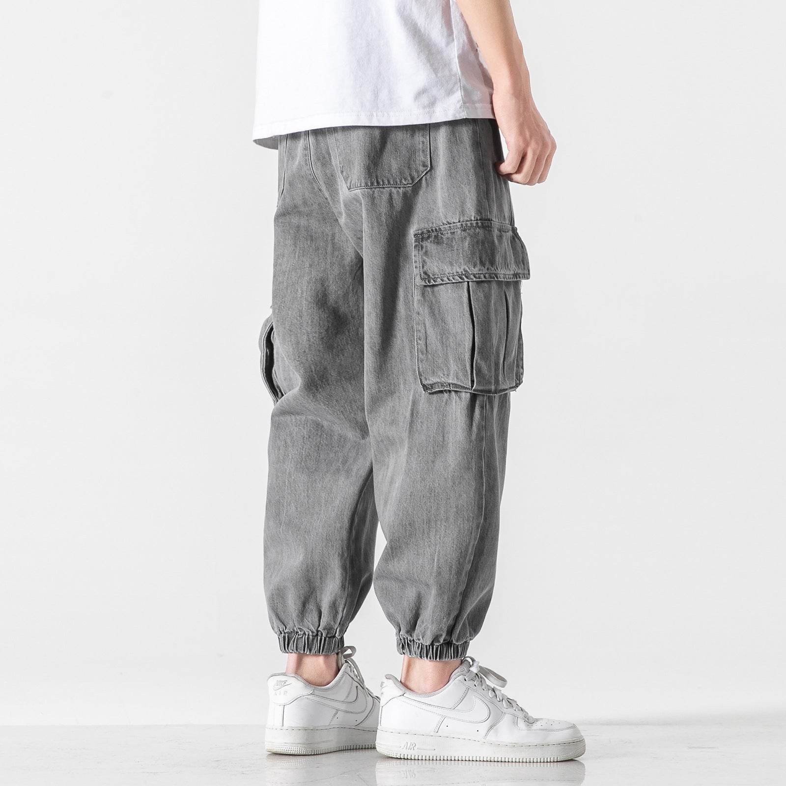 Fashionable Multi-pocket Cargo Jeans - Mubimart