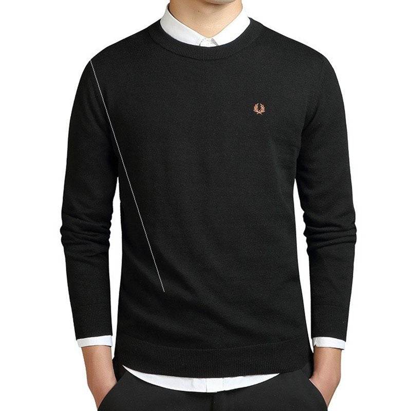 Mens Sweater Pullovers Cotton Knitted Jumpers Male Knitwear - Mubimart