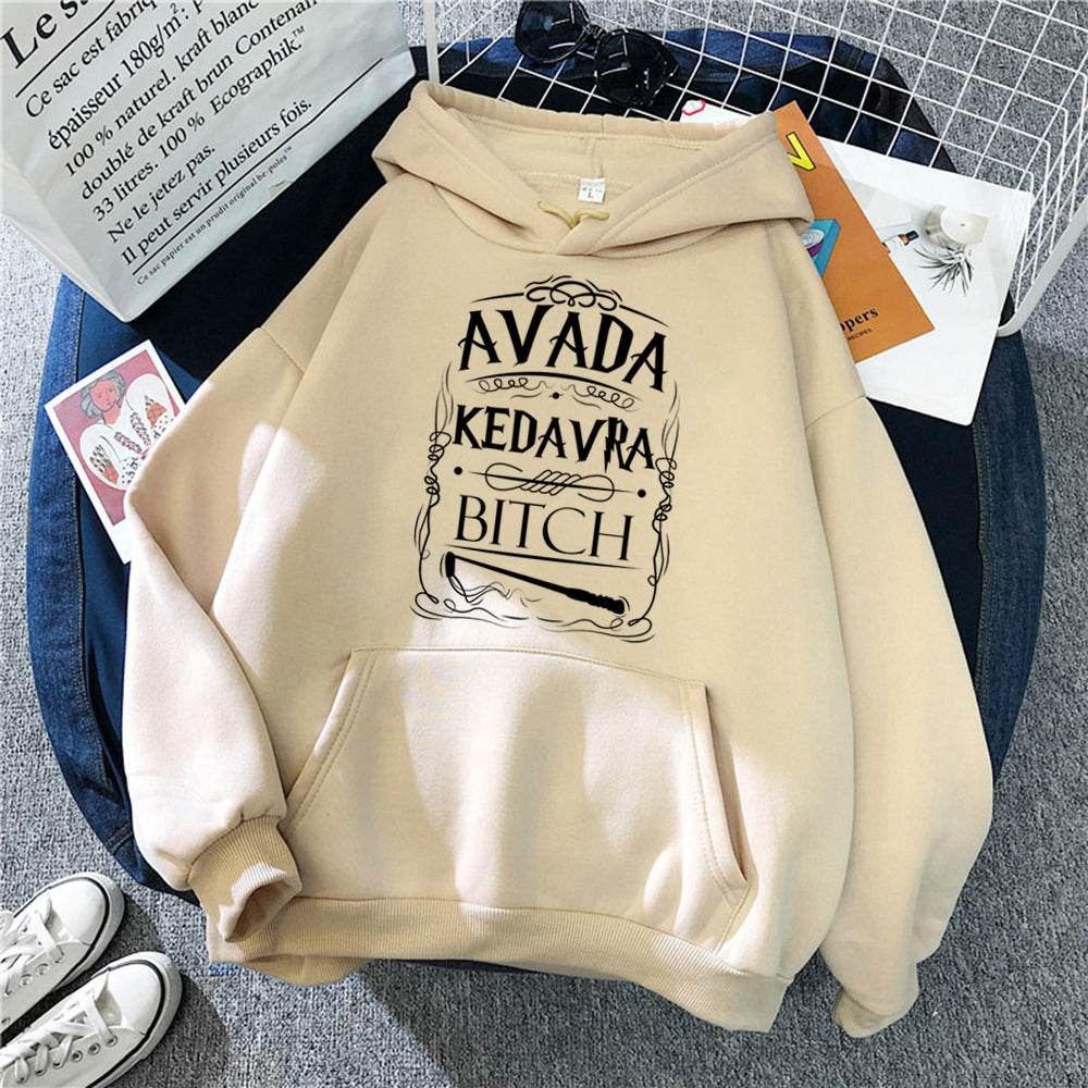 Women With Fleece Loose Hoodies And Letters - Mubimart