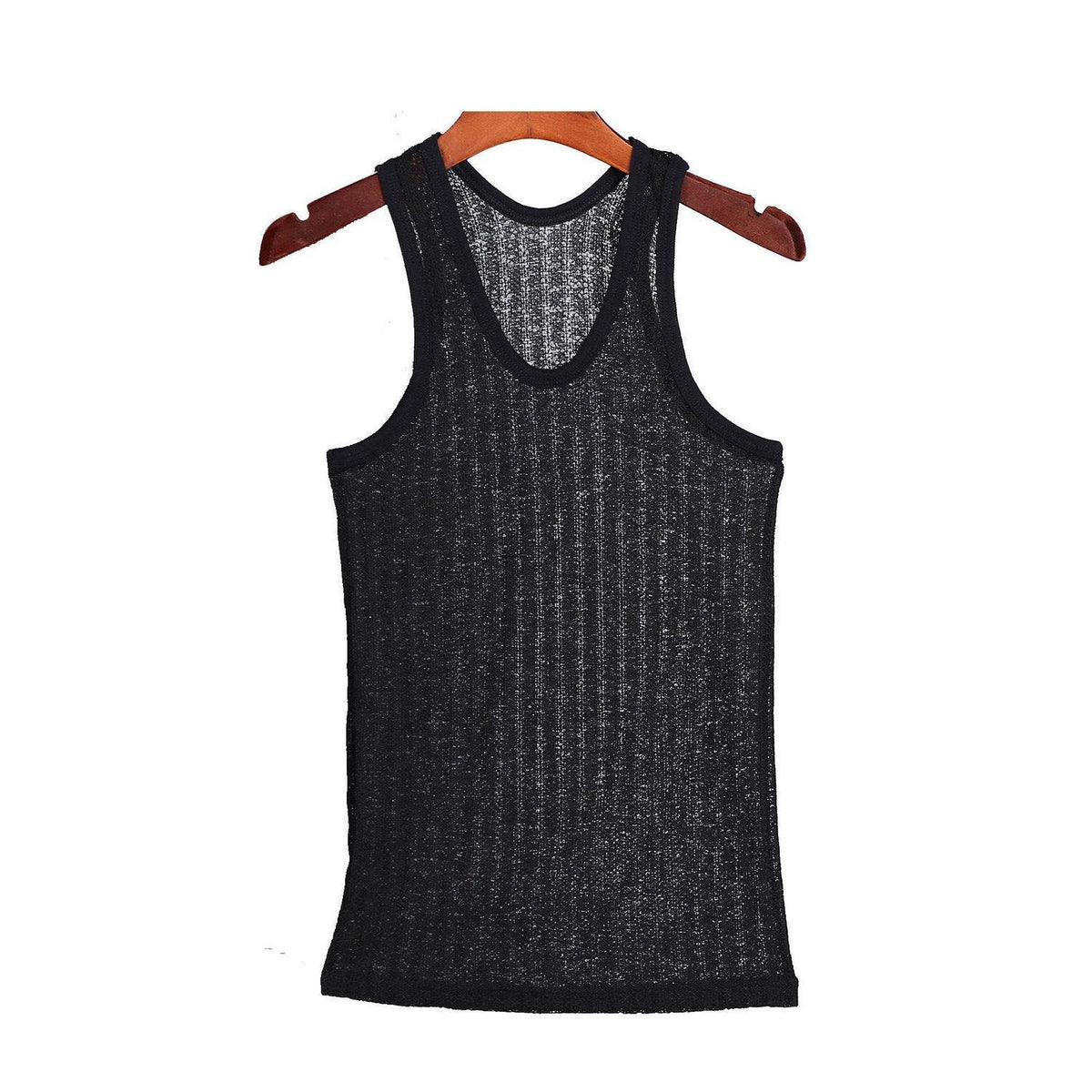 Summer Men's Sleeveless Round Neck Hollow Undershirt