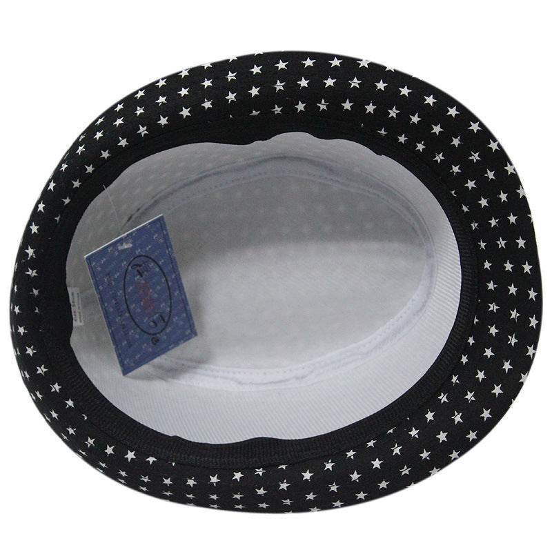 Star Print Hip Hop Belt Buckle Fedora Hat - Mubimart