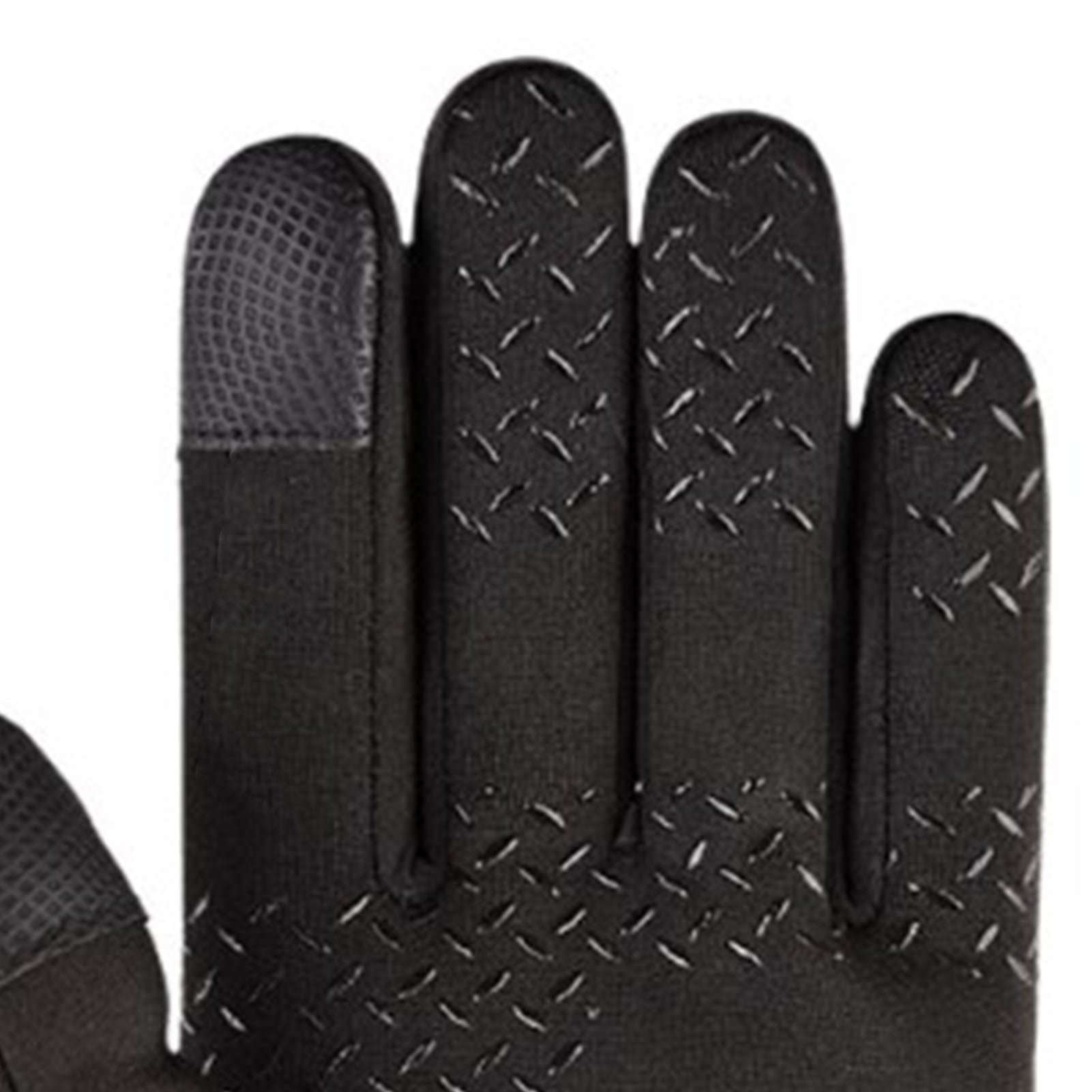 Winterhandschuhe für Herren, Touchscreen, winddicht, wasserdicht, gebürstete Handschuhe für Outdoor-Sportaktivitäten, Skifahren, Schwarz, L