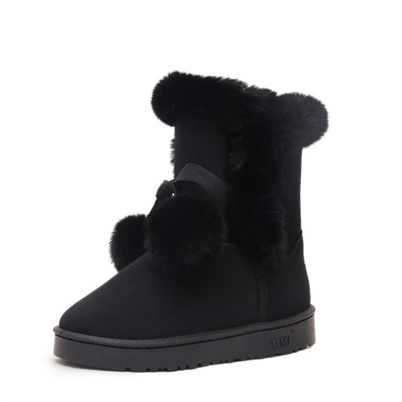 Winter New Snow Boots Women's Mid-calf Flip Ball