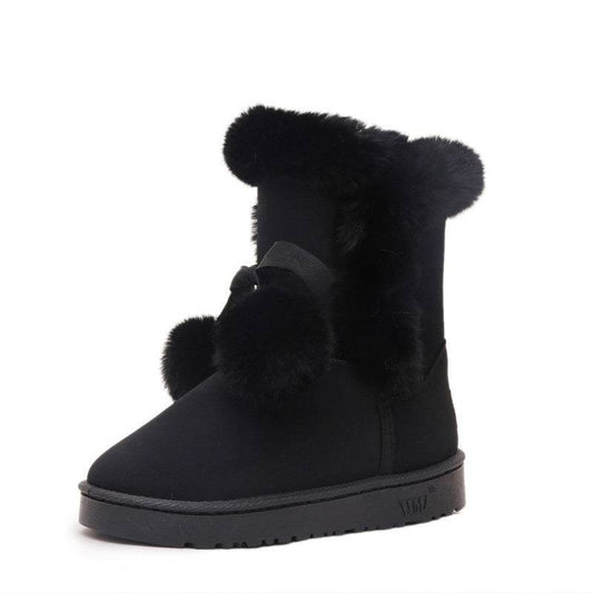 Winter New Snow Boots Women's Mid-calf Flip Ball - Mubimart