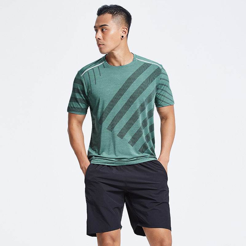 Workout Clothes Men's Short-sleeved Shirt Sports Suit Breathable T-shirt - Mubimart