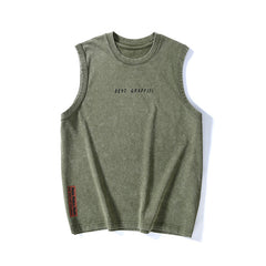 Summer Retro Washed Cotton Tank Top Vest For Men