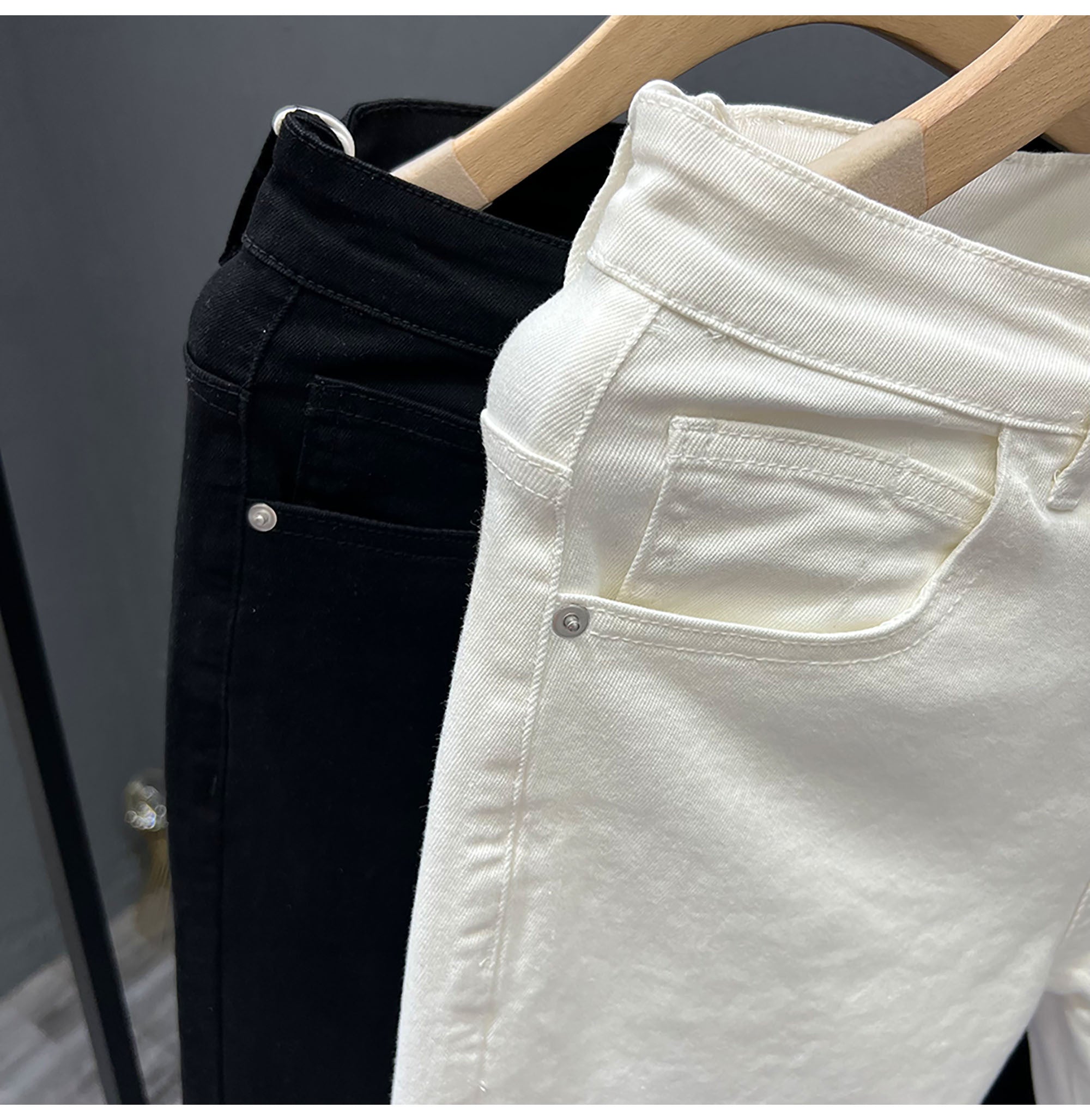 Mens Trendy Youth Simple Casual White Trousers Jeans