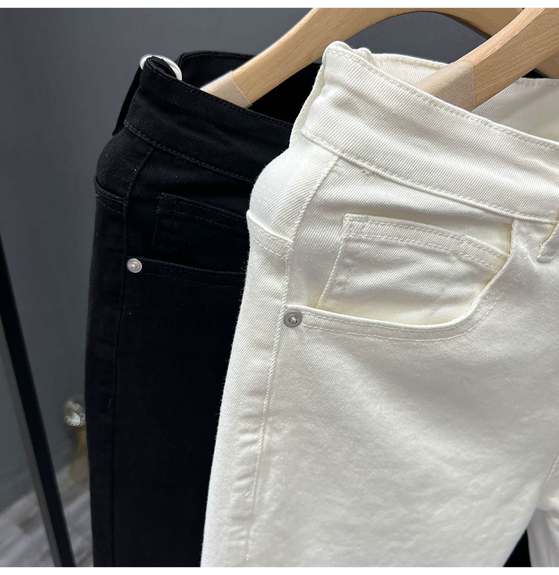 Mens Trendy Youth Simple Casual White Trousers Jeans - Mubimart