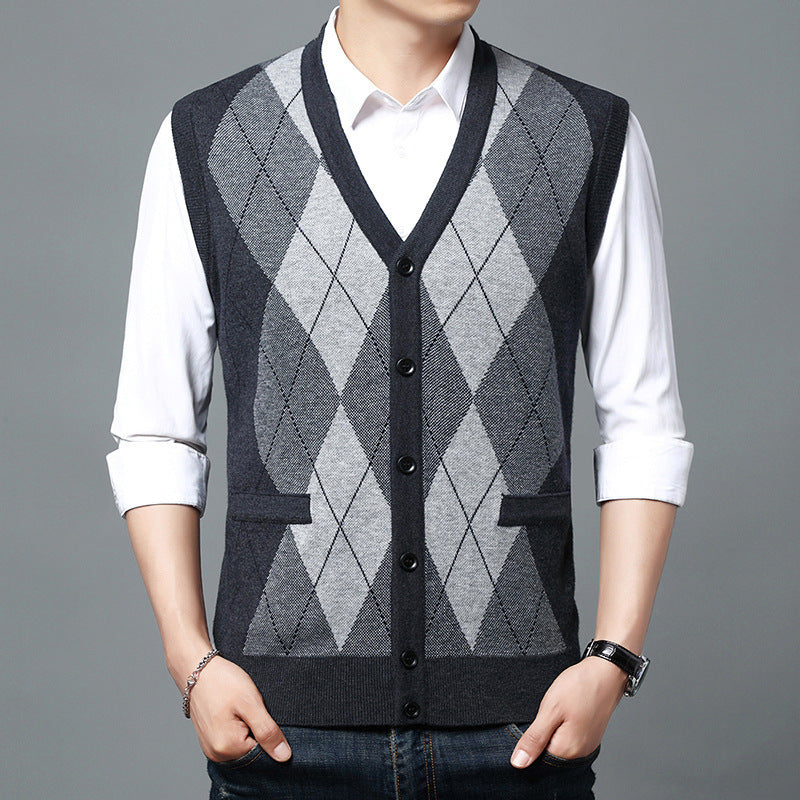 Men's Casual Buckle Knitted Sweater Vest