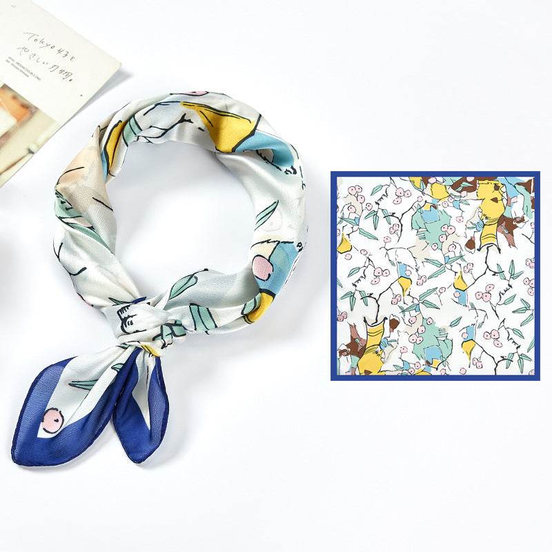 New Simulated Silk Satin Printed Scarves - Mubimart
