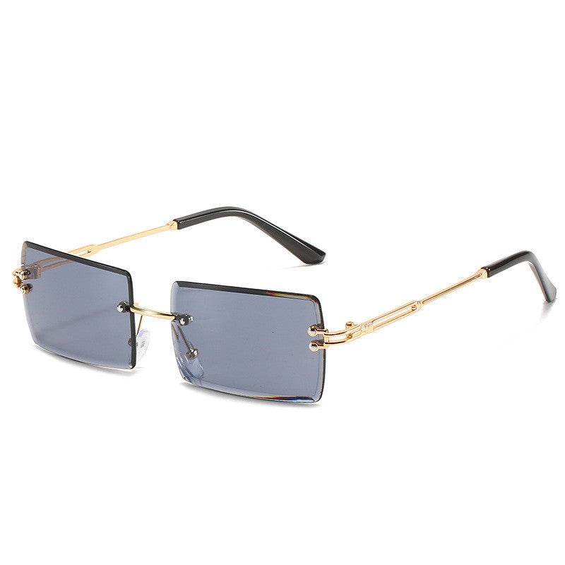 Rimless Rectangle Sunglasses Square Fashion Hip-hop Sunglasses Tide Ins Retro Street Beat Cut Edge Sunglasses - Mubimart