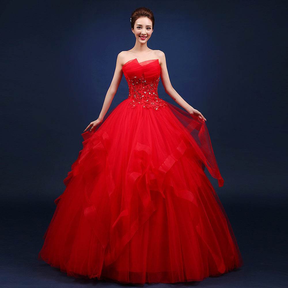 One-shoulder Wedding Dresses Are Neatly Repaired - Mubimart