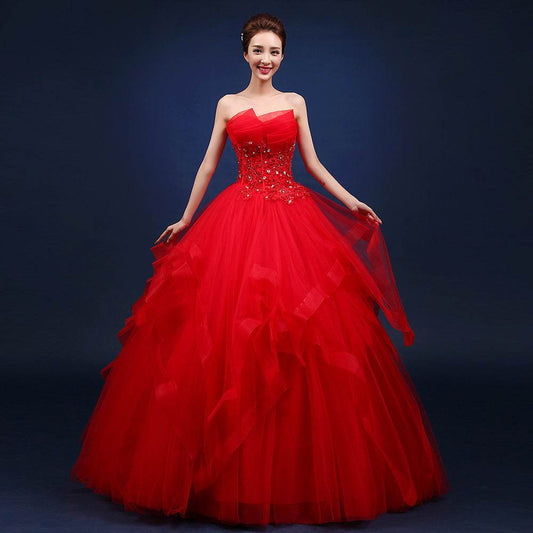One-shoulder Wedding Dresses Are Neatly Repaired - Mubimart