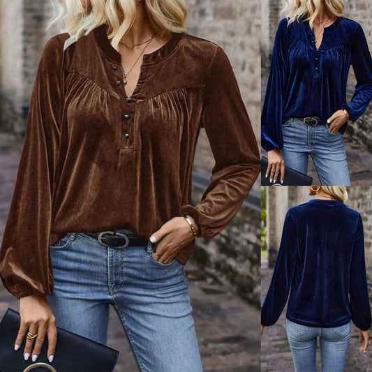 Casual Temperament Commute Button Long Sleeve Top Women's Clothing