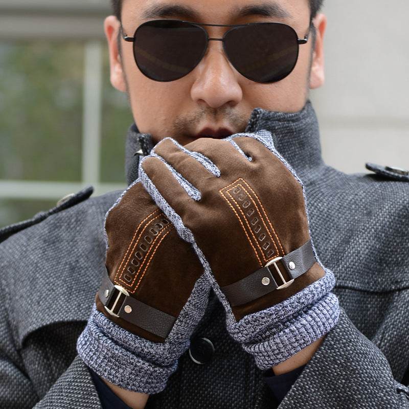 Gloves Men Winter Cycling Leisure Pigskin - Mubimart