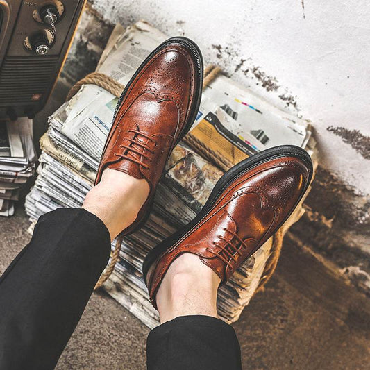 Mens Business Casual Korean Style Trendy British Mens Shoes - Mubimart
