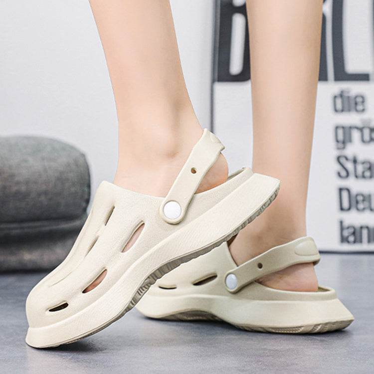 Fashion Clogs Shoes Summer Ankle-wrap Slippers Garden Beach Shoes - Mubimart