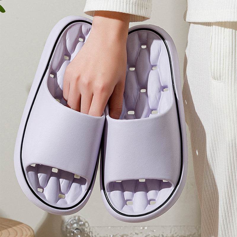 Non-slip Design Bathroom Slippers Home Summer Thick Sole Floor Bedroom House Shoes For Women Men - Mubimart