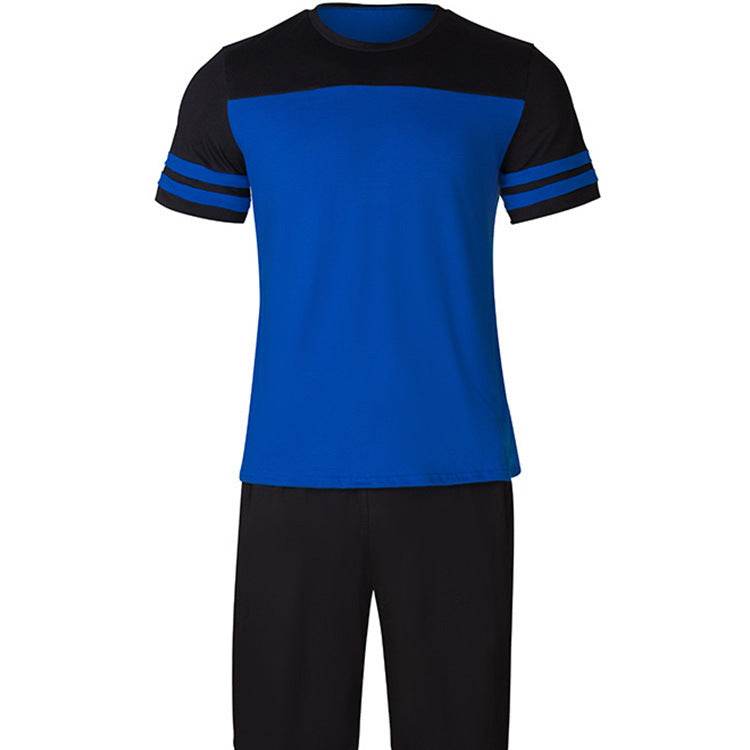 Men's Loungewear Striped Suit Short-sleeved Trousers - Mubimart