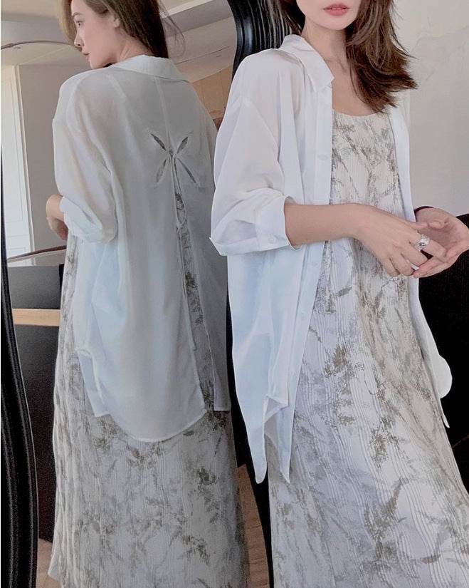 French Romantic Openwork Blouse Women - Mubimart
