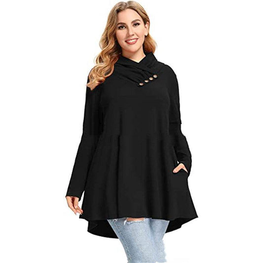 Women's Crinkle Collar Plus Size Top Long Sleeve Tunic - Mubimart