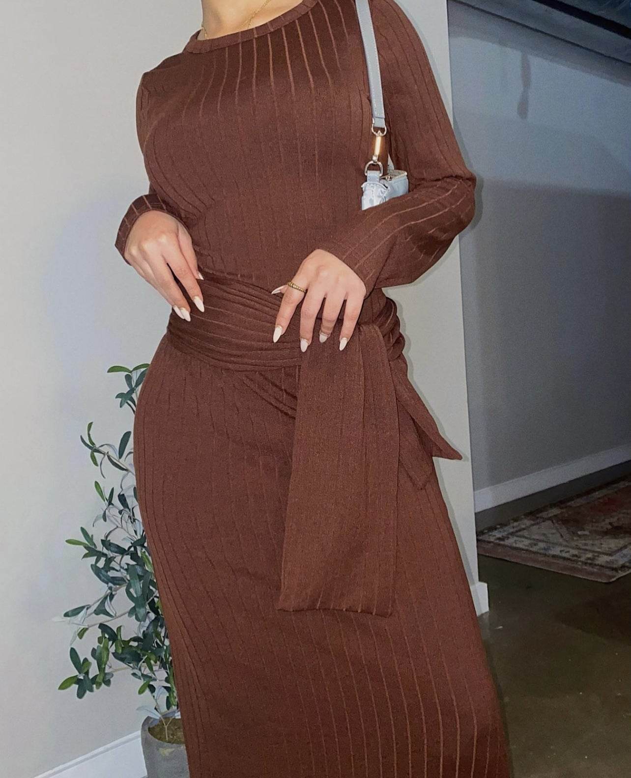 Middle East Dubai Robe Plus Size Knitted Muslim Dress - Mubimart