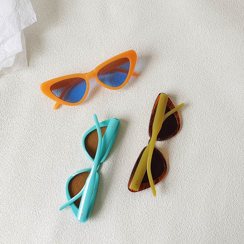 Retro Personalized Cat Eye Sunglasses Round Face High-grade Red Style Plain Face Personalized Glasses - Mubimart