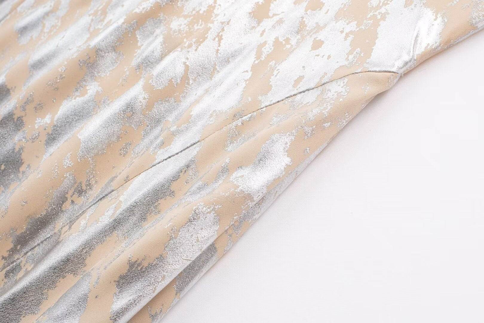 Women's Metal Printing Slip Dress - Mubimart