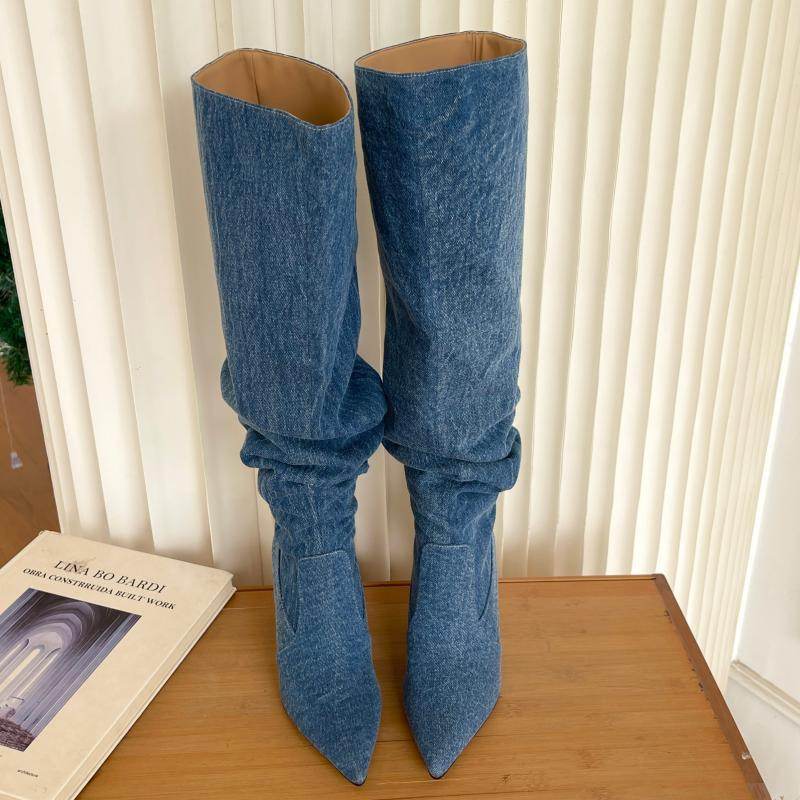 Retro Hot Girl Cowboy Boot Stiletto Heel Pointed Boots - Mubimart