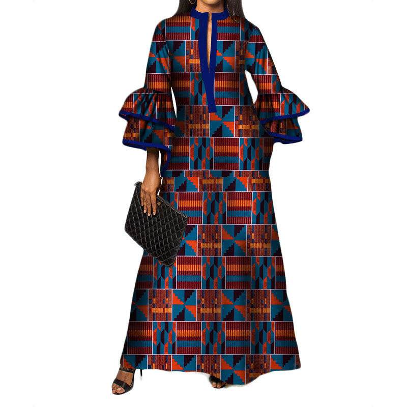 Women's Print Fashion Cotton Formal Dress - Mubimart
