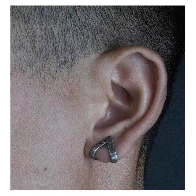 Geometric Triangle Earrings Men Retro Fashion - Mubimart