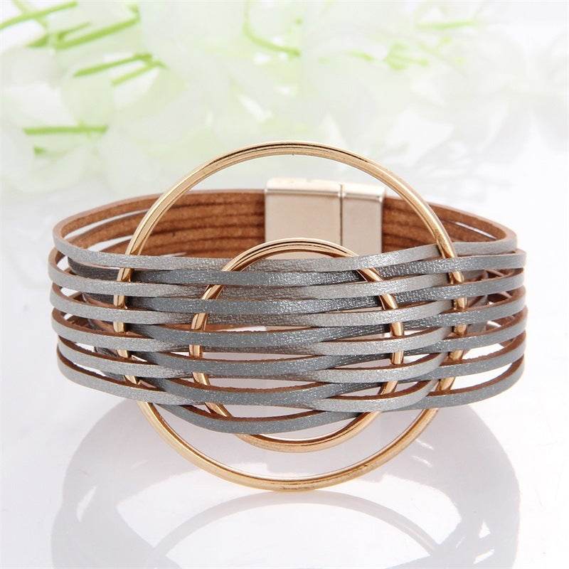 New Popular Multi-color Leather Charm Bracelet Men And Women Same Ornament Can Be Used As Gifts - Mubimart