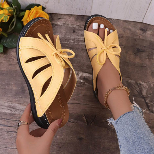 New Roman Shoes For Women Lace-up Platform Wedges Sandals Summer Fashion Slides Casual Vacation Beach Slippers - Mubimart