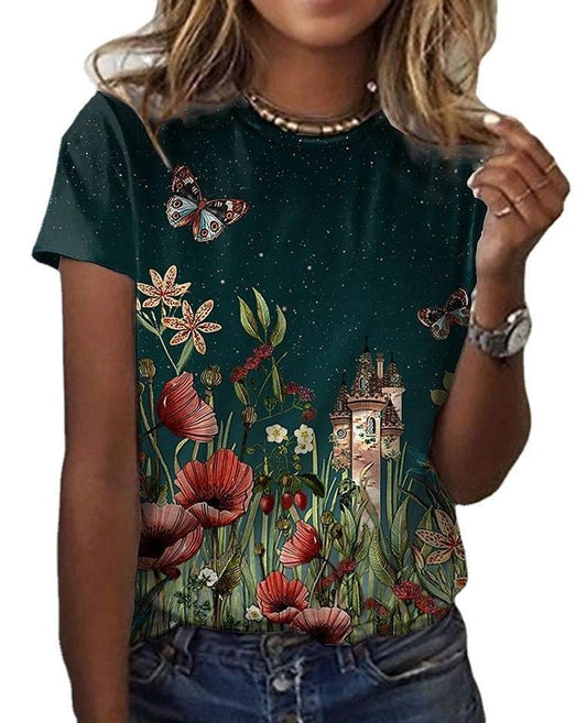 Printed Casual T-shirt For Women - Mubimart