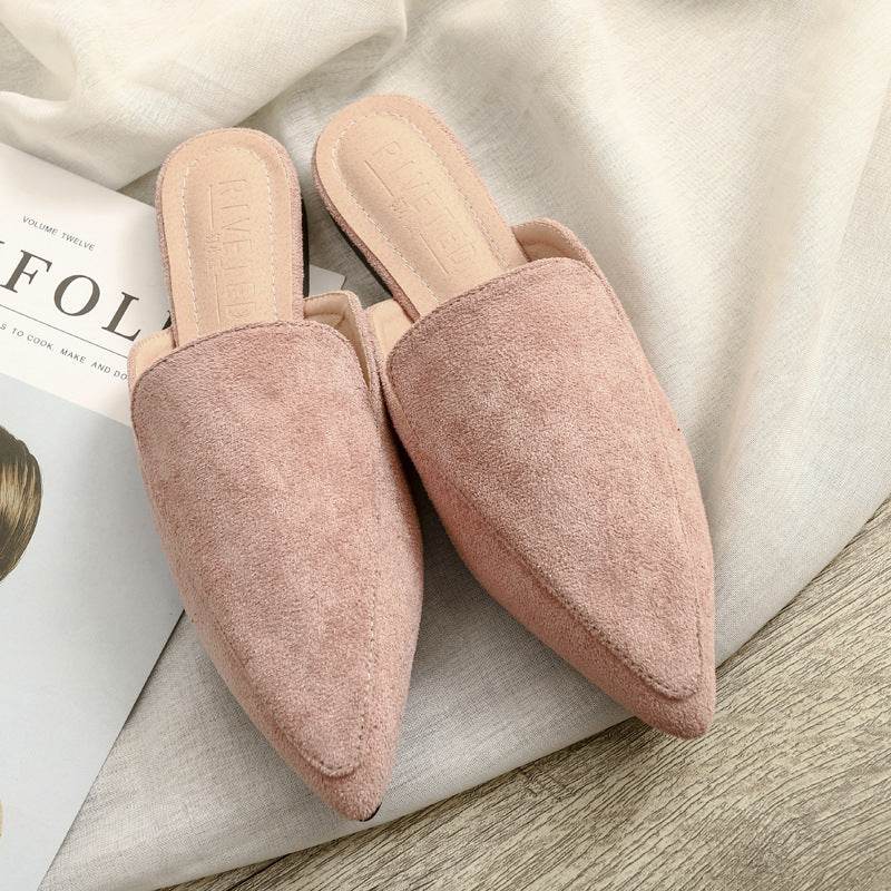 Fashion Closed Toe Flat Pointed-toe Semi-slippers Women - Mubimart