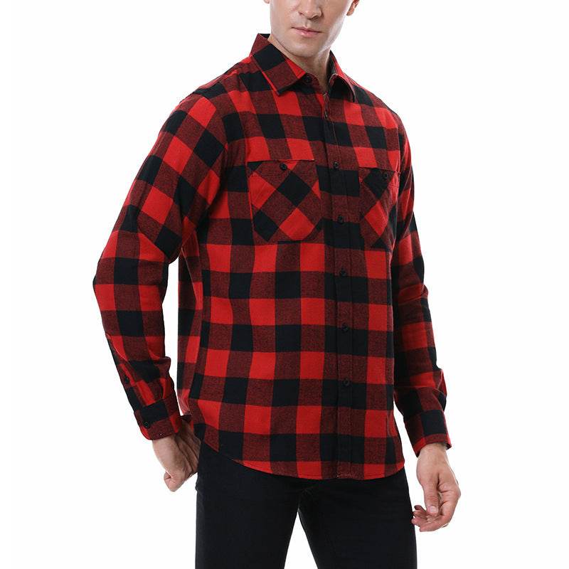 Men's Plaid Flannel Brushed Thermal Shirt - Mubimart