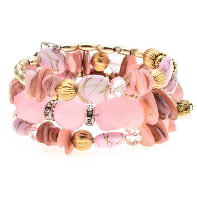 Colorful Natural Stone Turquoise Beaded Bracelet Women Multi-layer Winding Bracelet - Mubimart