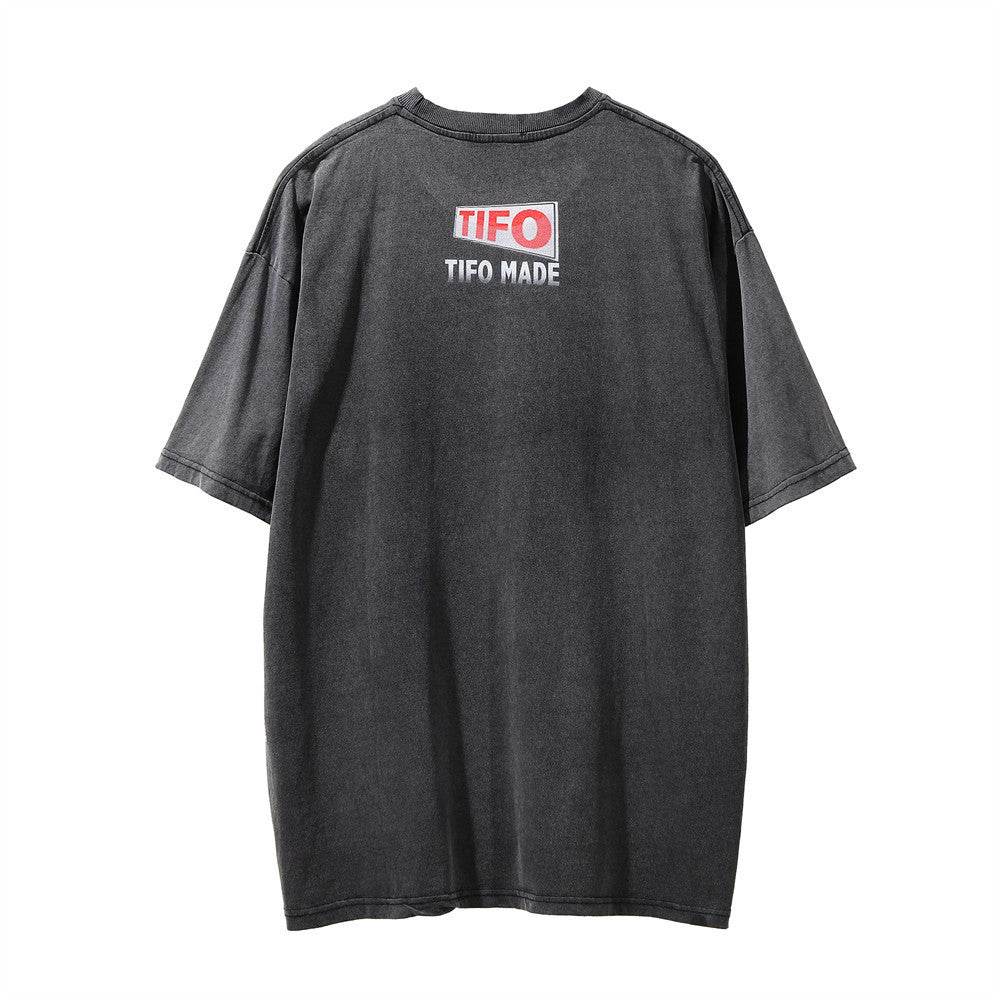 Mens Loose Casual Flame Car Graphic Short Sleeve T-Shirt - Mubimart