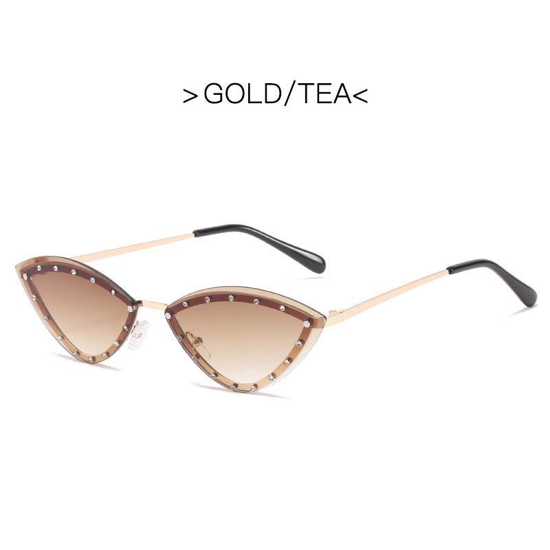 New Women's Fashion Cat Eye Round Triangle Sunglasses Frameless - Mubimart