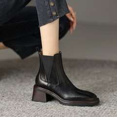 Fashionable Chunky Heel Square Toe Martin Boots