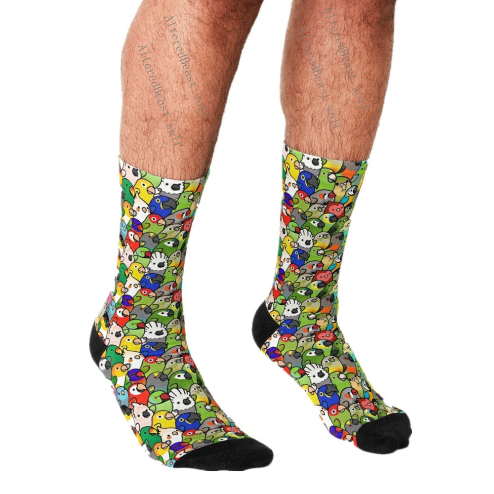 Men's Cartoon Unique Europe And America Cross Border Athletic Socks Digital Printing Lovers' Socks - Mubimart -  