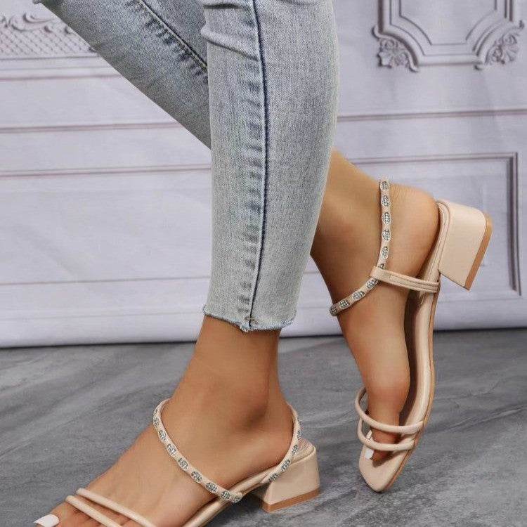Summer Slip-on Pure Color Comfort Sandals For Women - Mubimart