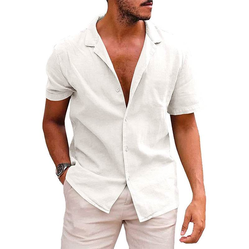 Men's Tops Casual Button Down Shirt Short Sleeve Beach Shirt Summer Mens Clothing - Mubimart