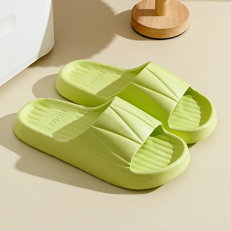 Non-slip Stripe Design Home Slippers Summer Thick Sole Floor Bathroom Slipper For Women Men House Shoes - Mubimart