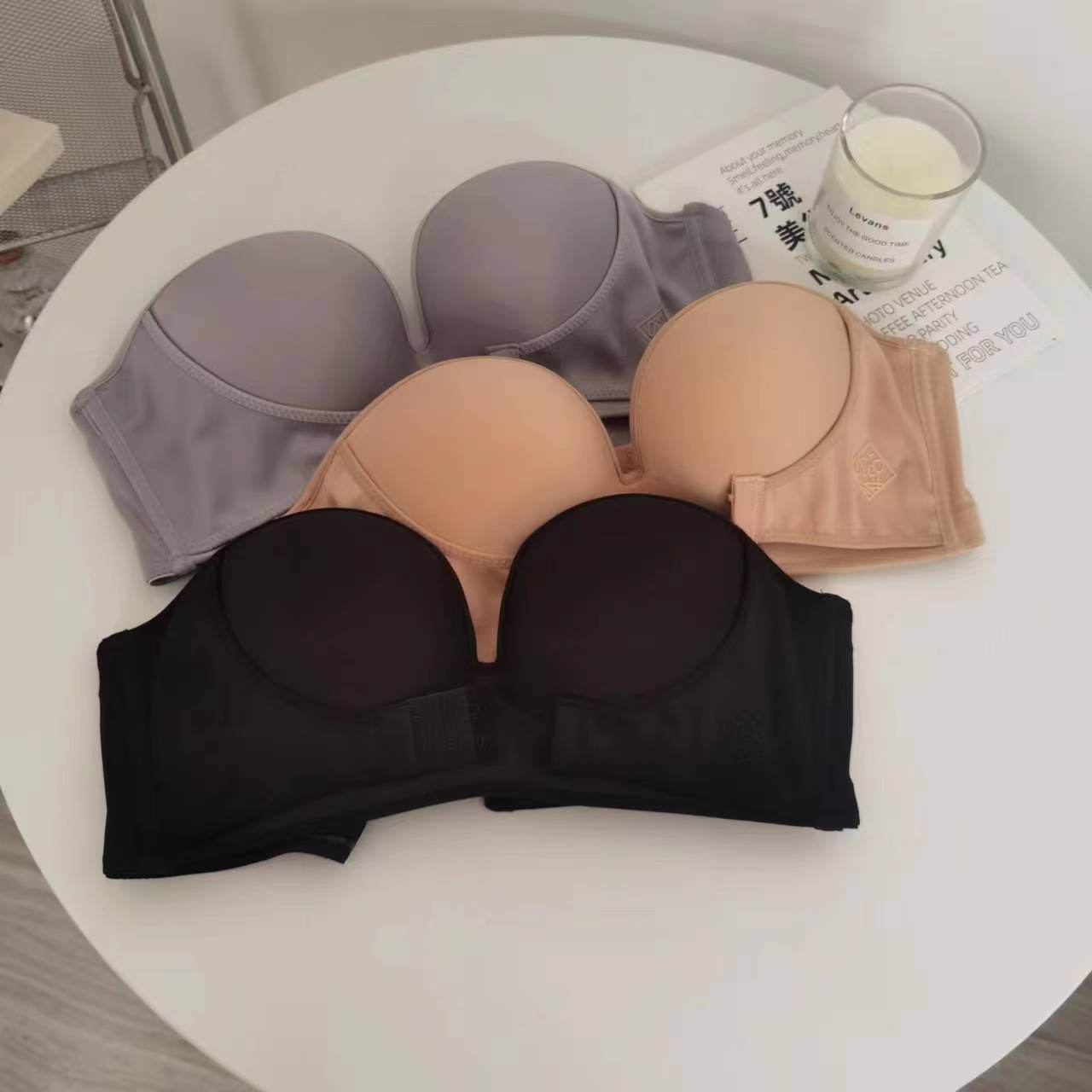 Girl Wireless Push Up Bra Strapless Invisible Sexy Fashion Underwear Female Small Size Thickened - Mubimart