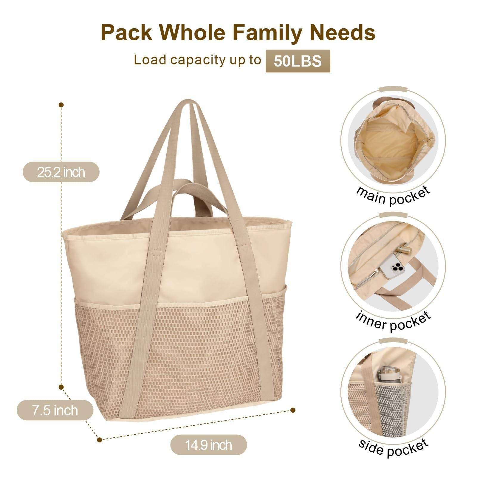Large Capacity Waterproof Beach Bag Beach Portable - Mubimart