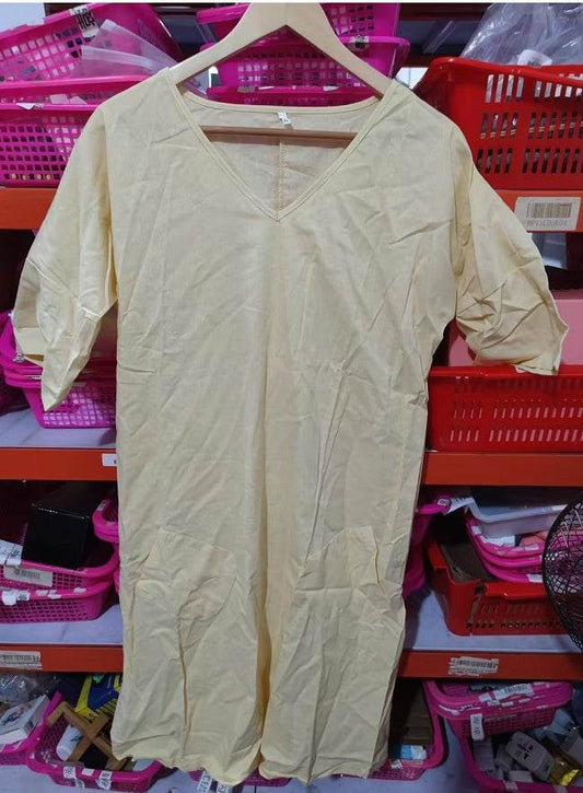 Oversized V-neck midi dress - Mubimart